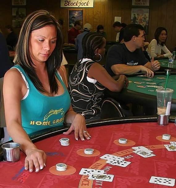 A student studies several Blackjack hands